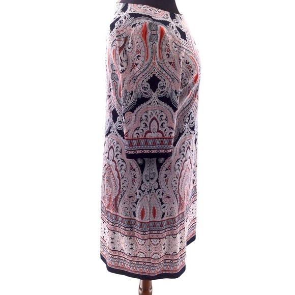 Isabel & Nina Black Burnt Orange and White Paisley Textured Shift Dress - Picture 4 of 12